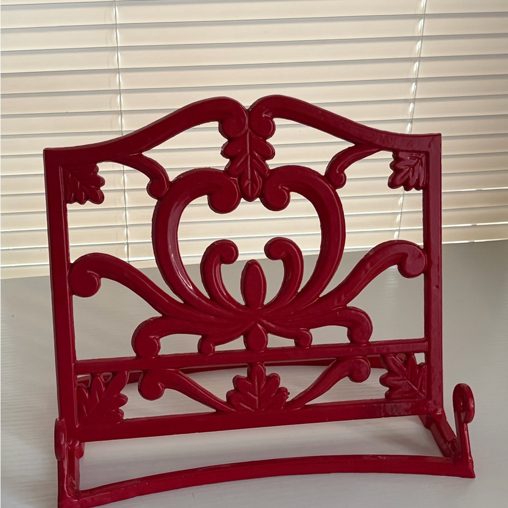 Red Decorative Cast Iron Cookbook Stand